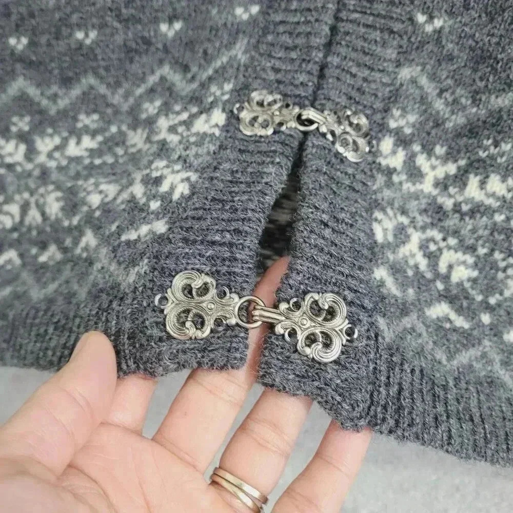 Vintage Mac & Jac Womens Wool Cardigan Jacket With Fur Collar  L - Picture 6 of 9